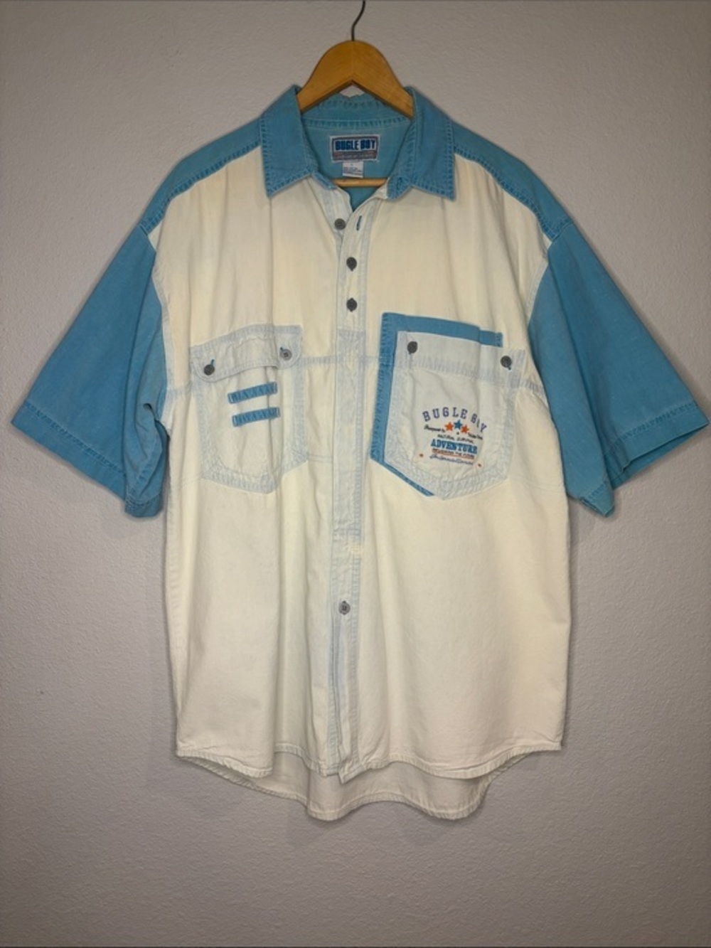 Vintage 80’s 90’s Y2K Bugle Boy stone washed cotton button front shirt L